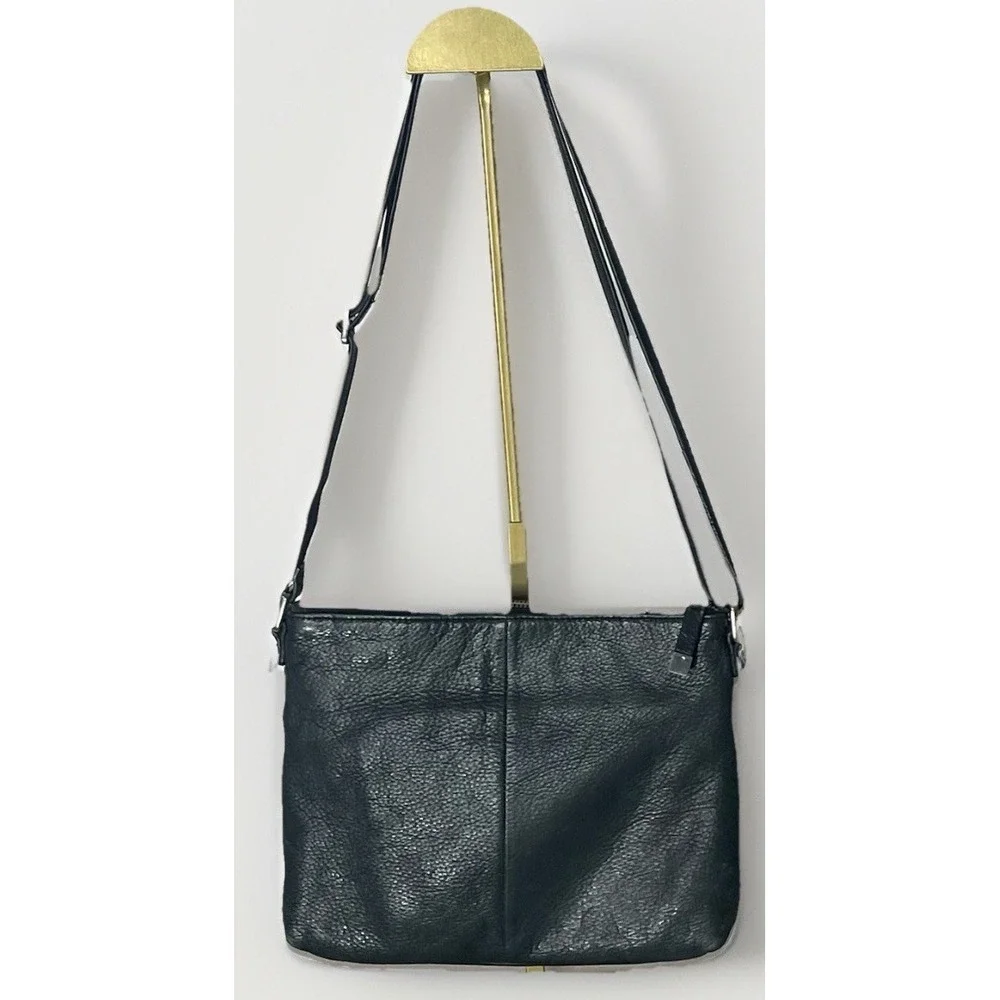 Margot Leather‎ Crossbody Bag Dark Gray Pebbled Finish Shoulder Purse